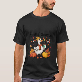 Camiseta Womens Feelin Goosey Pumpkin Coffee Latte Silly Go