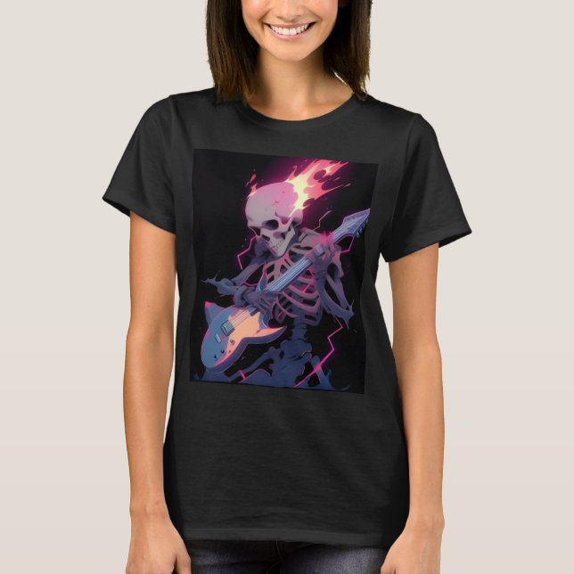 Camiseta women's flaming rock skeleton t-shirt (Anverso)