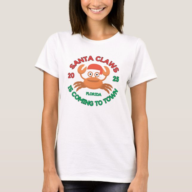 Camiseta Women's Florida Christmas Santa Claws T-Shirt (Anverso)