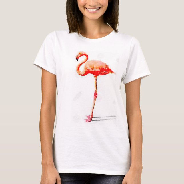 Camiseta Women's Flowy Off Shoulder Shirt: Pink Flamingo (Anverso)