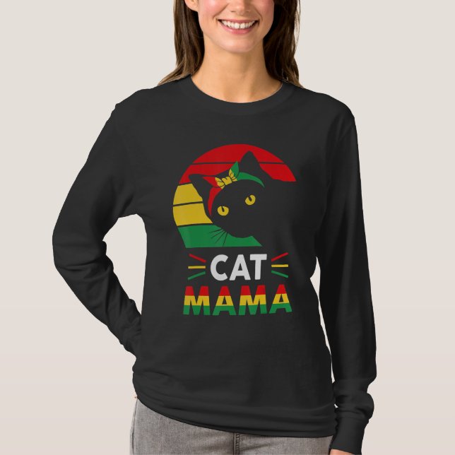 Camiseta Womens Funny Cat Mama Black History Month Women Mo (Anverso)
