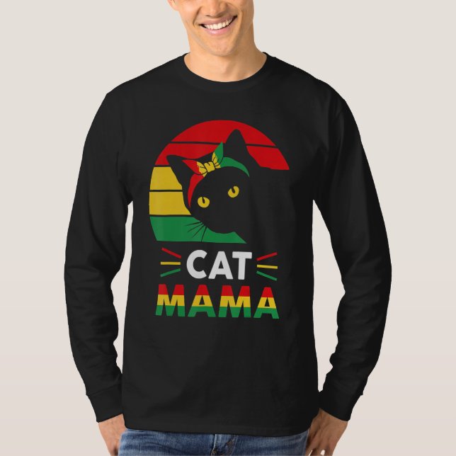 Camiseta Womens Funny Cat Mama Black History Month Women Mo (Anverso)