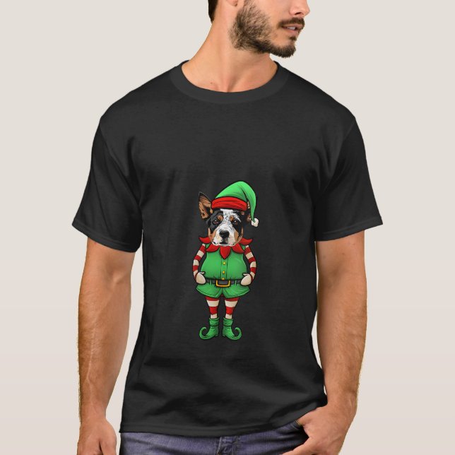 Camiseta Womens Funny Christmas Elf Australian Cattle Dog B (Anverso)