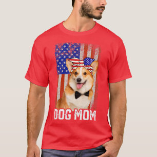 Camiseta Womens Funny Corgi Dog Mom Usa Flag Mothers Day166