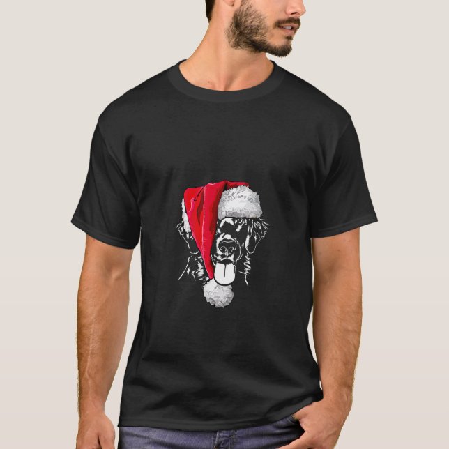 Camiseta Womens Funny Flat Coated Retriever Santa Christmas (Anverso)