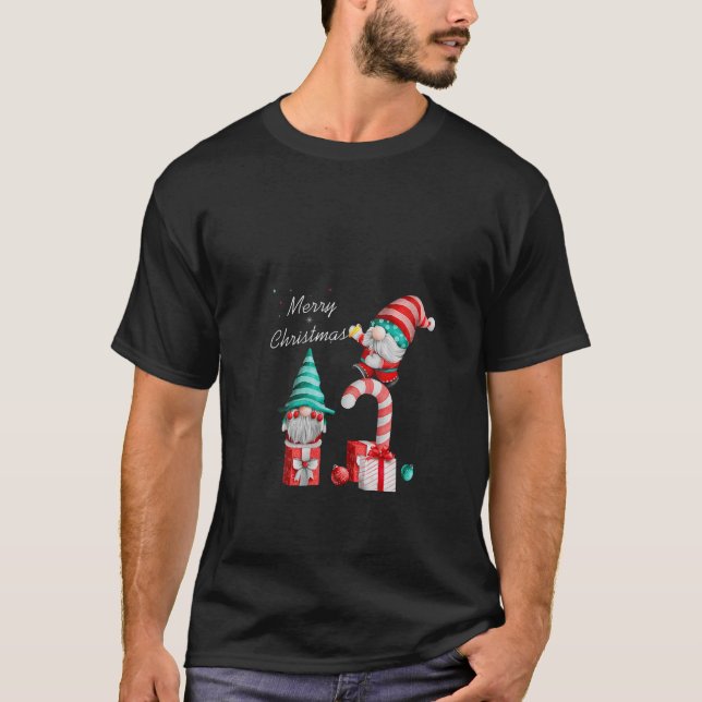 Camiseta Womens Funny Gnome Christmas V Neck  (Anverso)