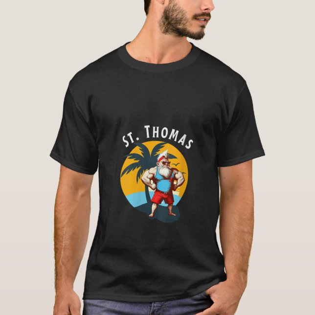 Camiseta Womens Funny Gnomes St Thomas Retro Buff Gnome Bir (Anverso)