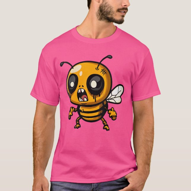 Camiseta Womens Funny Halloween Honey Bee Zombie Comic VNec (Anverso)
