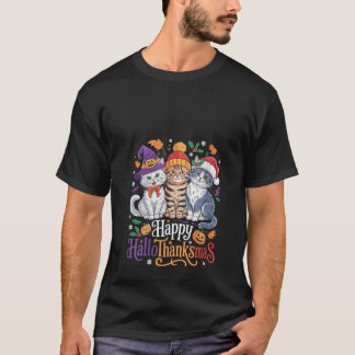 Camiseta Womens Funny Halloween Thanksgiving Christmas Happ