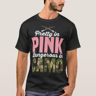 Camiseta Womens Funny Hunting Lover Pink Camo Graphic Women