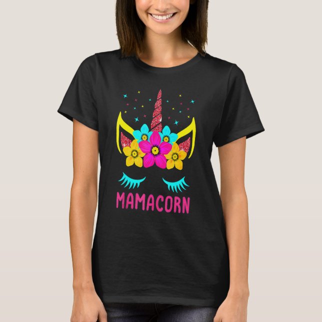 Camiseta Womens Funny Mamacorn Unicorn Costume Mom Mother's (Anverso)