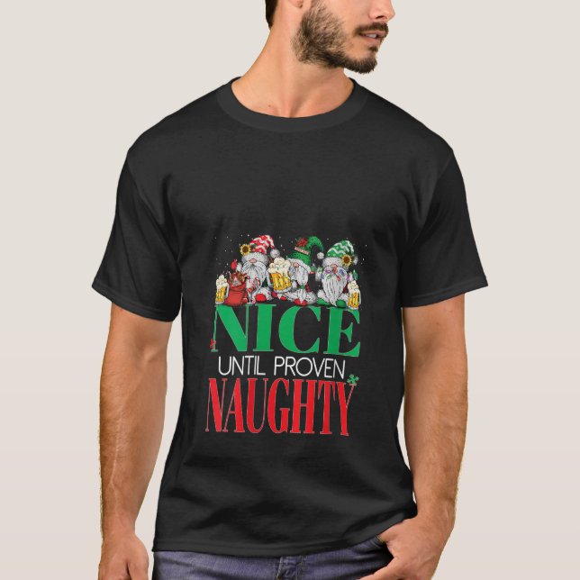 Camiseta Womens Funny Nice Until Proven Naughty Santa Xmas  (Anverso)