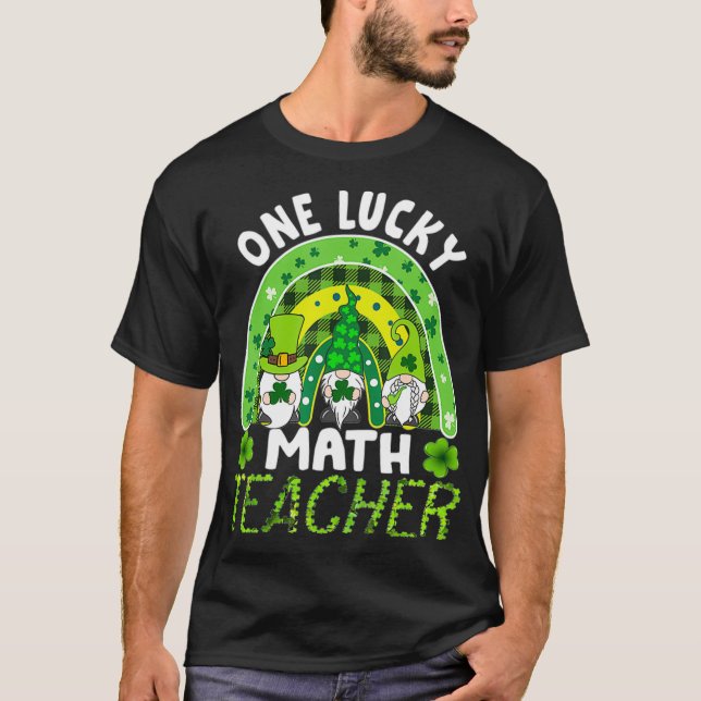 Camiseta Womens Funny One Lucky Math Teacher Rainbow St Pat (Anverso)