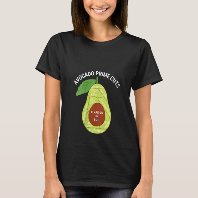 Camiseta Womens Funny Vegan Avocado Prime Cuts Guacamole Av (Anverso)