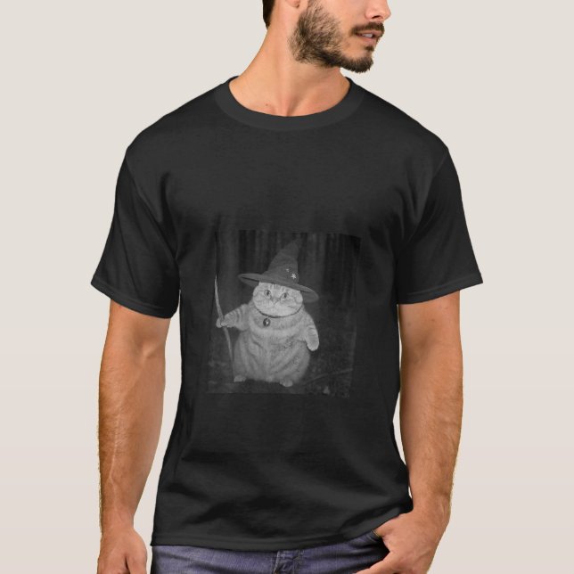 Camiseta Womens Funny Wizard Cat Meme witch Halloween Kitty (Anverso)