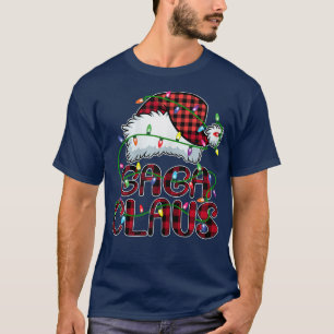 Camiseta Womens Gaga Claus  Christmas Lights Pajama Family 