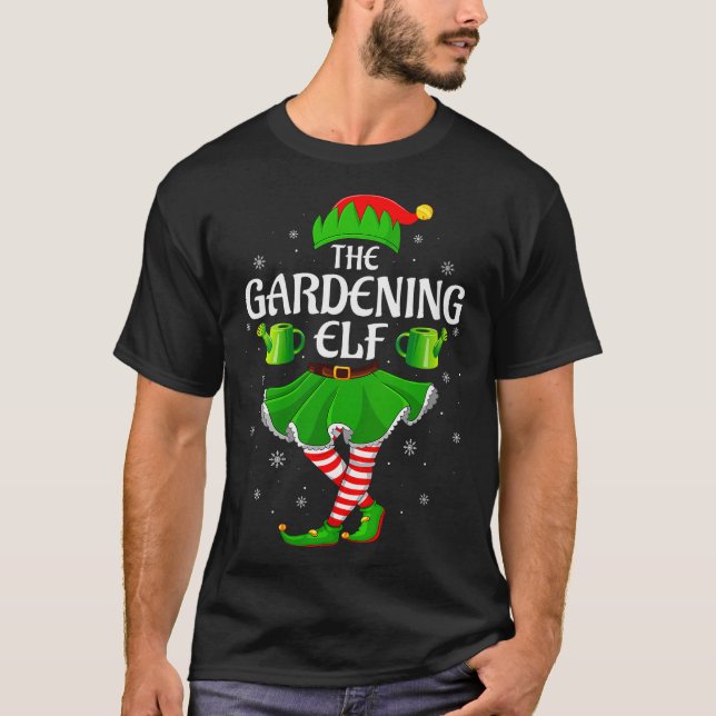 Camiseta Womens Gardening Elf Christmas Family Girls Women  (Anverso)