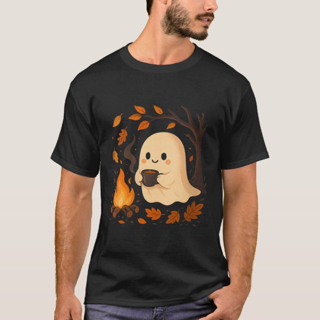 Camiseta Womens Ghost By Campfire With Mug V-neck  (Anverso)