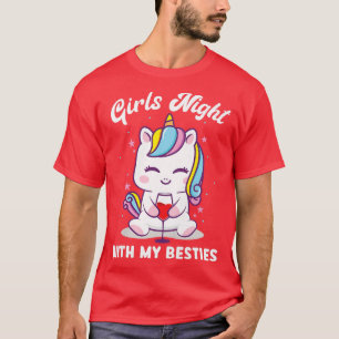 Camiseta Womens girls night with my besties unicorn pub hop
