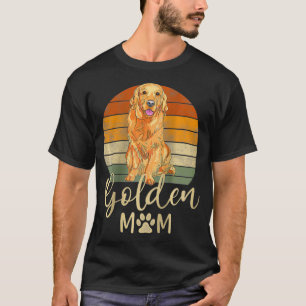 Camiseta Womens Golden Mom Retro Sunset Golden Retriever Lo