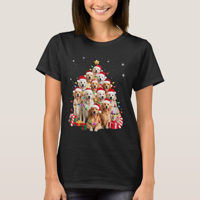Camiseta Womens Golden Retriever Christmas Tree Ornament De (Anverso)