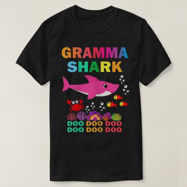 Camiseta Womens Gramma Shark Shirt Matching Family Mother's (Diseño del anverso)