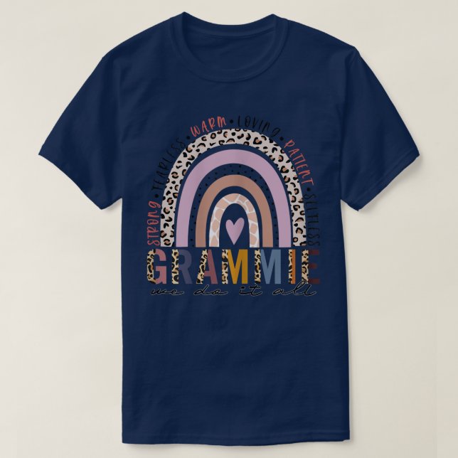 Camiseta Womens Grammie Saying Leopard Rainbow, Blessed Gra (Diseño del anverso)