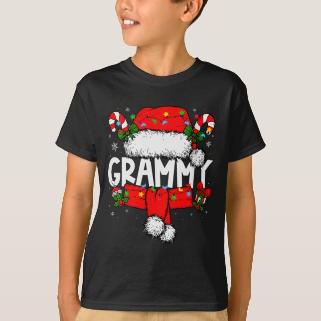 Camiseta Womens Grammy Christmas Pajama Santa Claus Family  (Anverso)