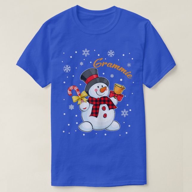Camiseta Womens Grandma Grammie Snowman Candy Cane Christma (Diseño del anverso)