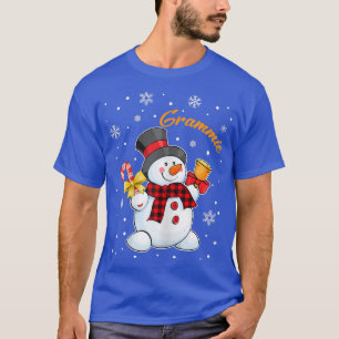 Camiseta Womens Grandma Grammie Snowman Candy Cane Christma