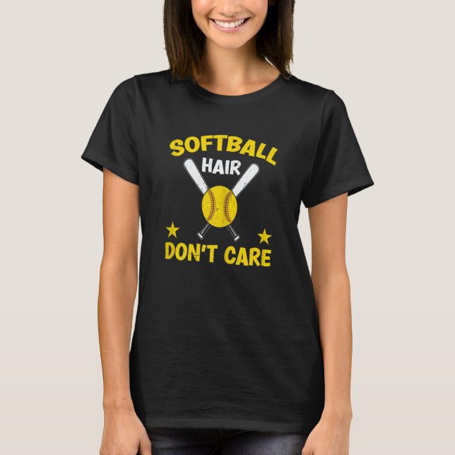 Camiseta Womens Graphic Softball Player Softball Hair Don't (Anverso)