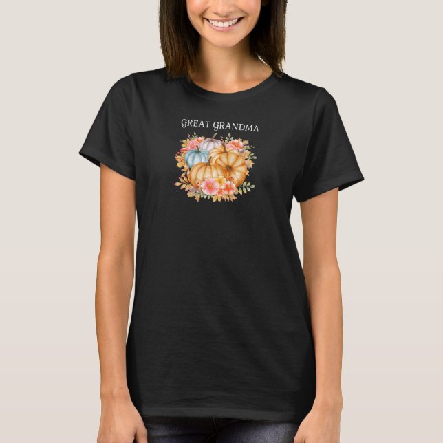 Camiseta Womens Great Grandma Colorful Pumpkins Fall Autumn (Anverso)