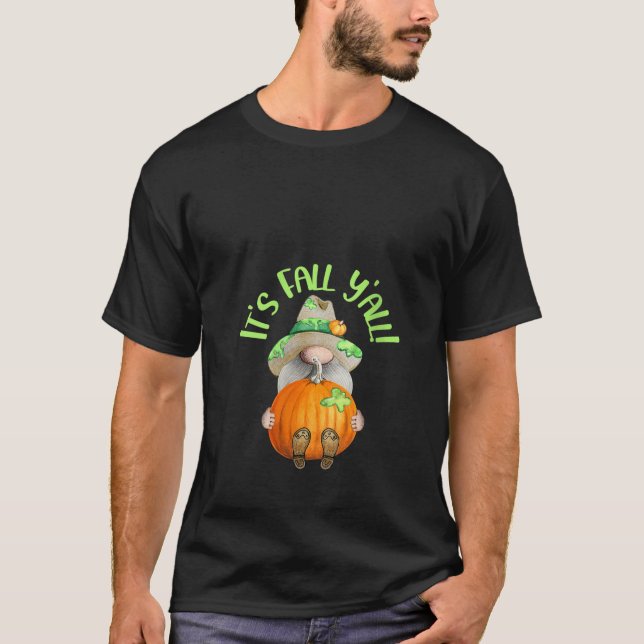 Camiseta Womens Green Striped Pumpkin Gnome Fall Autumn Hal (Anverso)