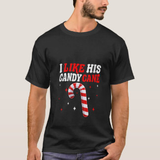 Camiseta Womens Groovy I Like His Candy Cane Merry Christma