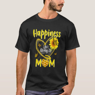 Camiseta Womens Happiness Is Being A Mom Sunflower Mother's