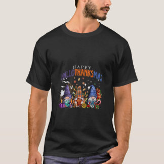 Camiseta Womens Happy Hallothanksmas Gnomes Lover Halloween