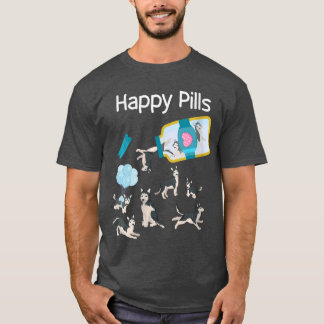 Camiseta Womens Happy Pills Husky Dogs Cute Husky Lovers Co