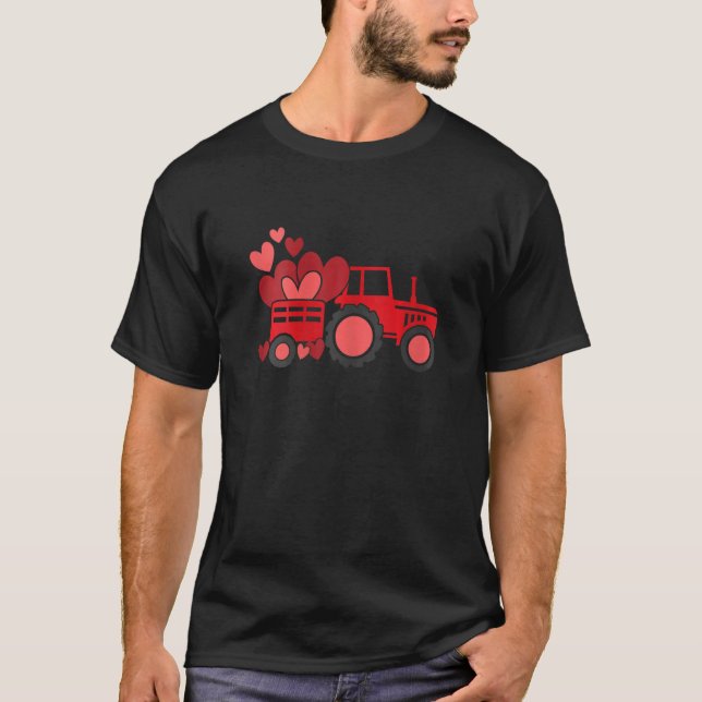 Camiseta Womens Happy Valentines Day Heart In Tractor Funny (Anverso)