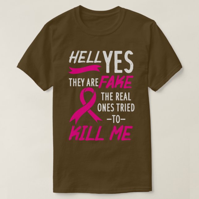Camiseta Womens Hell Yes They Are Fake The Real Ones Tried  (Diseño del anverso)