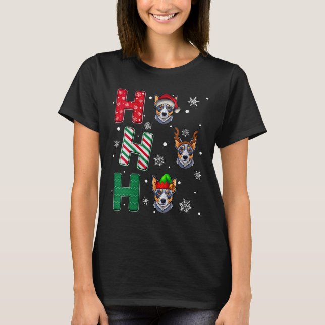 Camiseta Womens Ho Ho Ho Blue Heeler Dog Matching Christmas (Anverso)