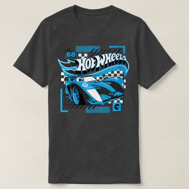 Camiseta Womens Hot Wheels Blue Geometric Race Car VNeck (Diseño del anverso)