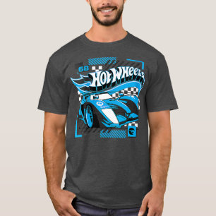Camiseta Womens Hot Wheels Blue Geometric Race Car VNeck