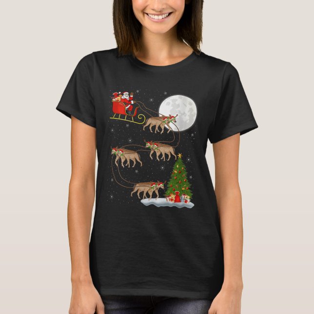 Camiseta Womens Hyena Santa Sleigh Flying Funny Magical Chr (Anverso)