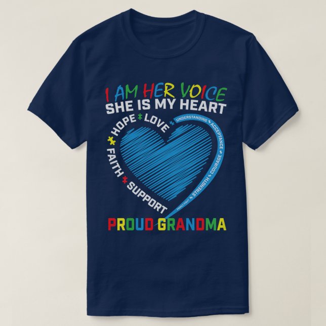 Camiseta Womens I Am Her Voice Autism Awareness Granddaught (Diseño del anverso)