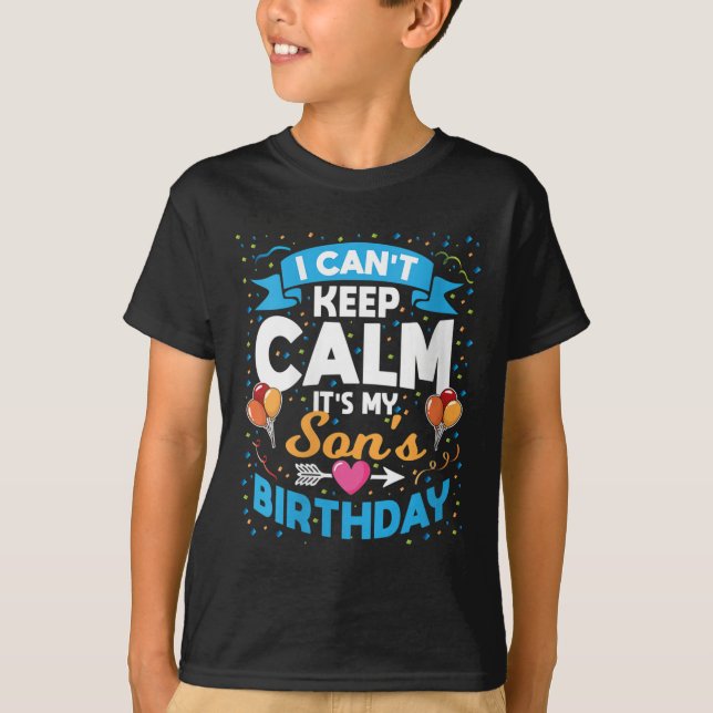 Camiseta Womens I Can't Keep Calm It's My Son Birthday V-ne (Anverso)