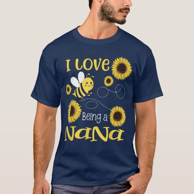 Camiseta Womens I Love Being A Nana Sunflower Bee Lover gif (Anverso)