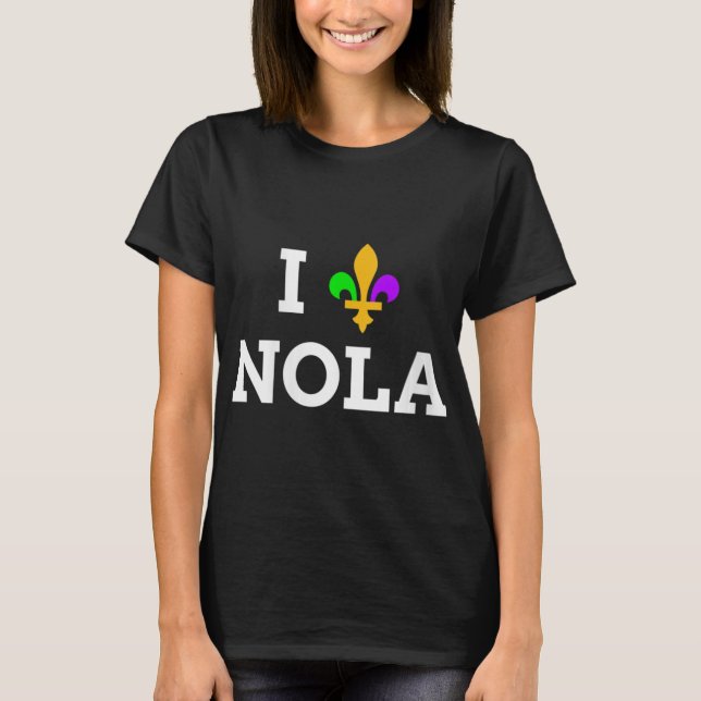 Camiseta Womens I Love New Orleans Fleur De Lis Heart Souve (Anverso)
