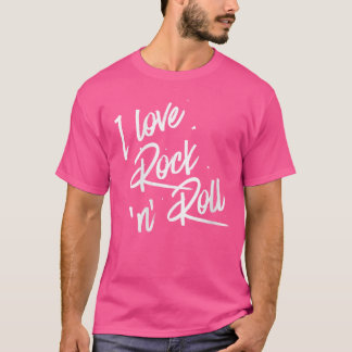 Camiseta Womens I Love Rock and roll VNeck funny vintage