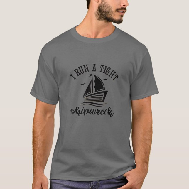 Camiseta Womens I Run A Tight Shipwreck Sunset Retro Parent (Anverso)