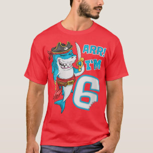 Camiseta Womens Im 6 years Bday Shark pirate 6th Birthday b
